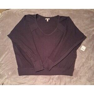 NWT Free People Black Santa Clara Thermal Shirt Top V Neck Women's Large